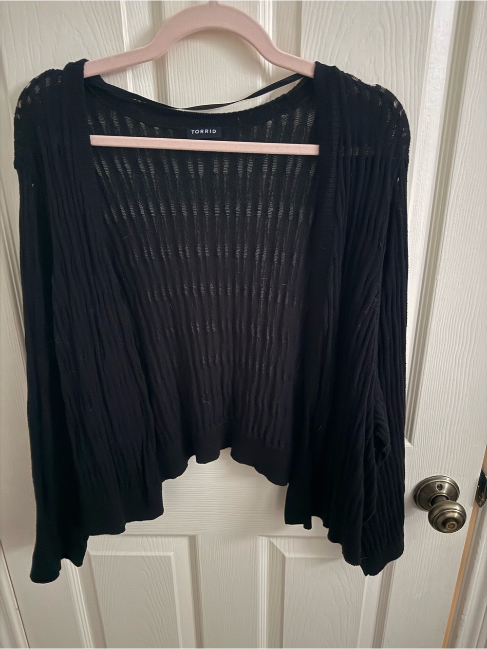 Torrid Black Cropped Open-Front Lightweight Cardigan